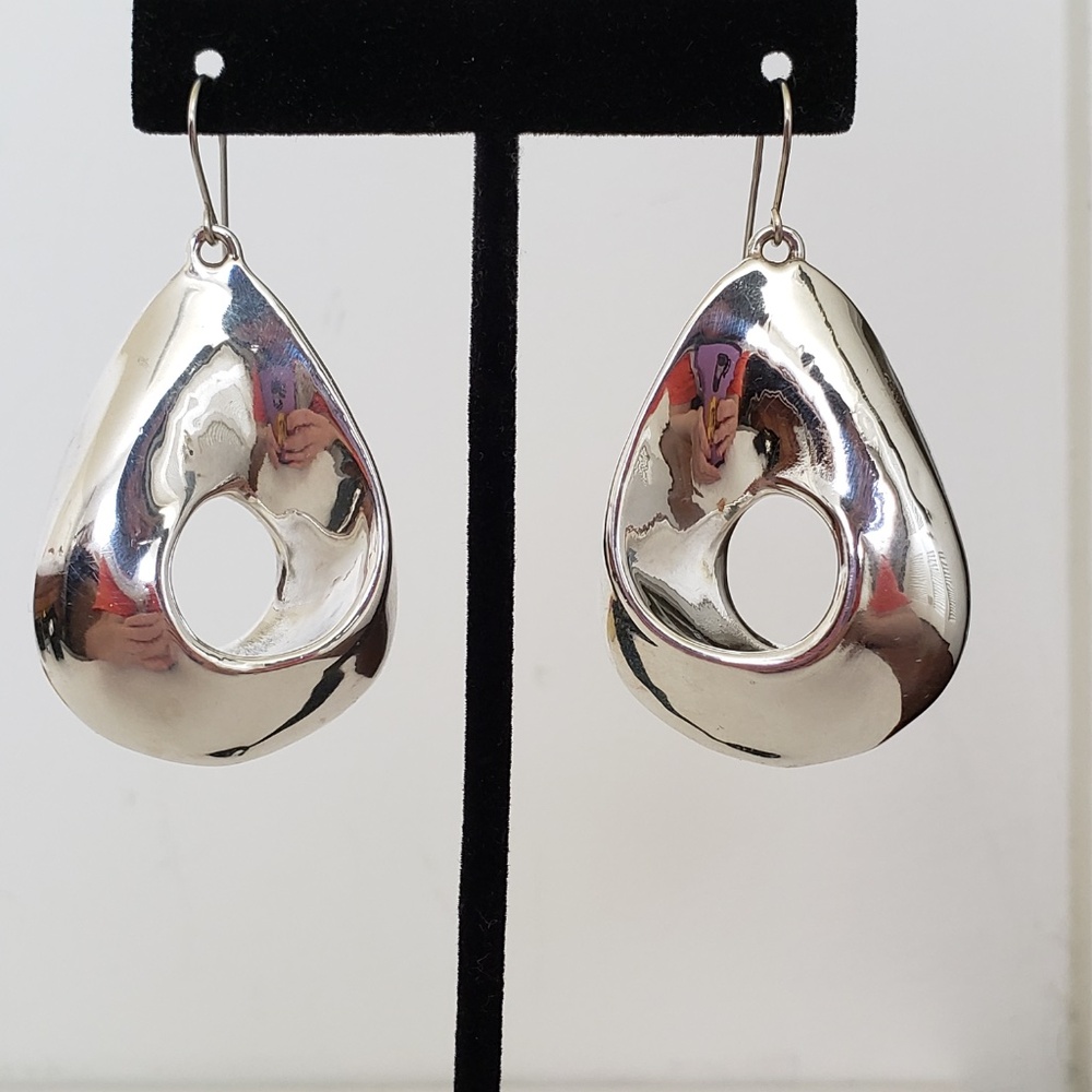 E&L Israel Sterling Silver Electroform Drop Earrings - Picture 2 of 7